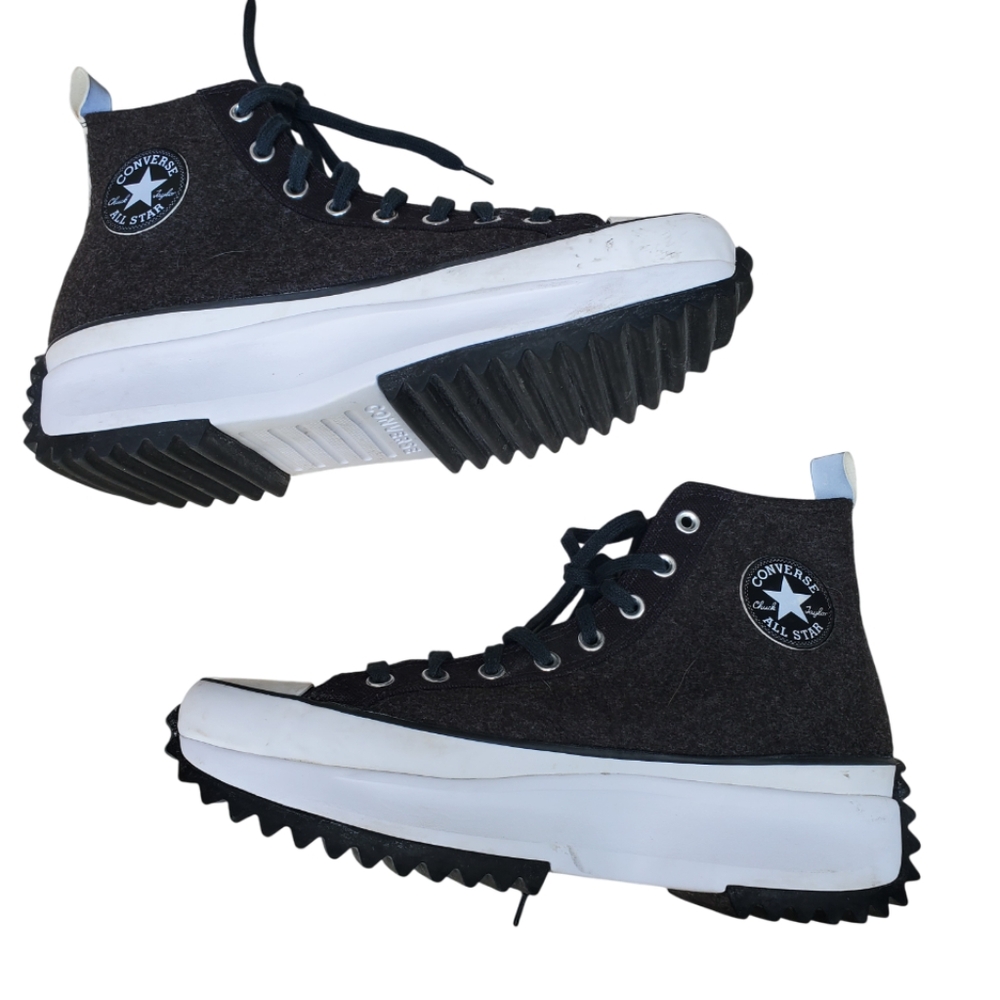 Converse Run Star High-Top Sneakers in Dark Gray and White